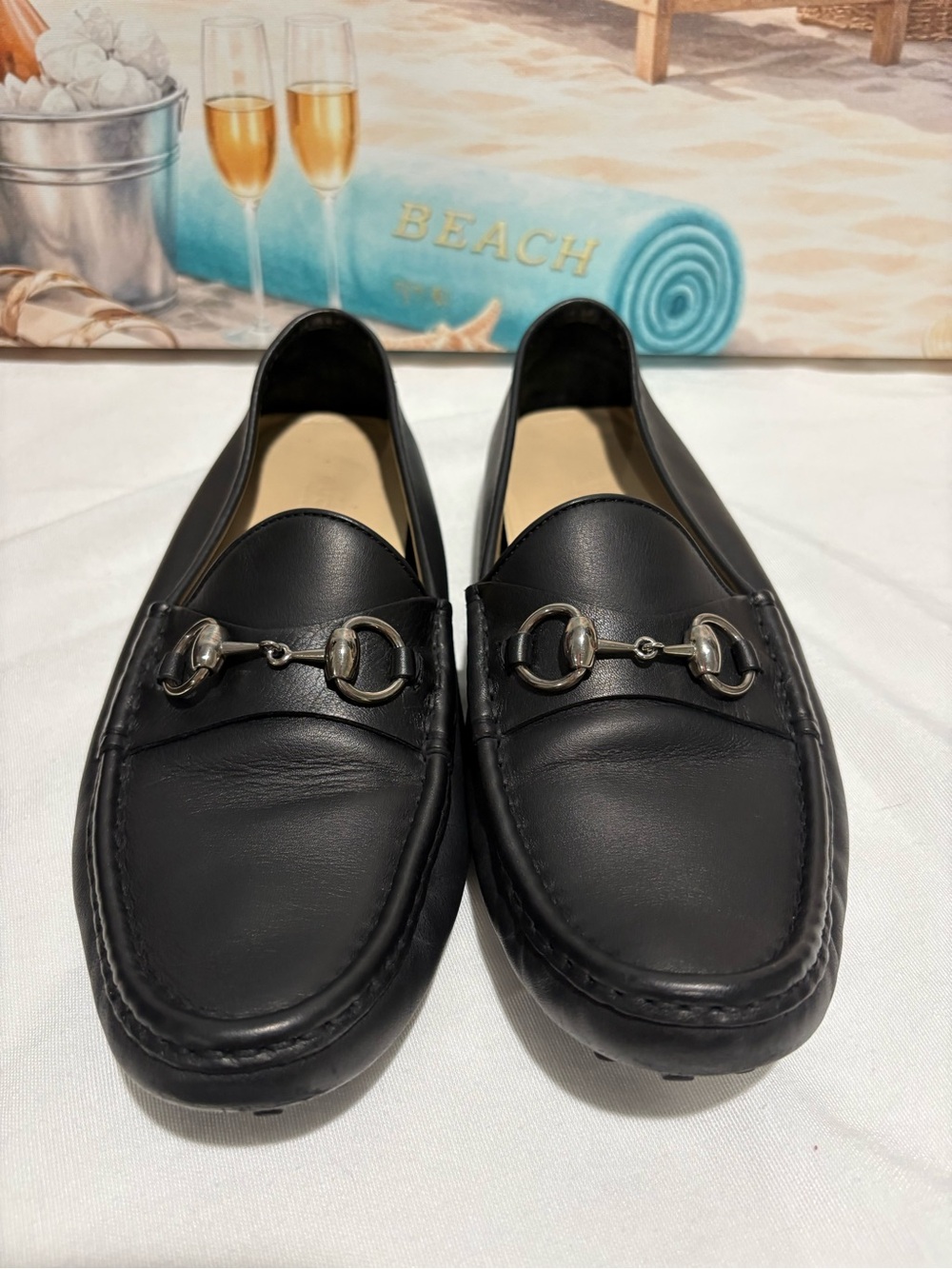 Authentic Gucci Black Leather Horsebit Driving Loafers Size 38.5 with box - Picture 3 of 12